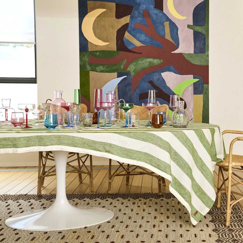 Kip&Co Moss Stripe Tablecloth Standard Rectangular image number 1